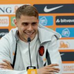 Micky van de Ven z Holandska počas Training MenPress Conference Holland v Sonesta White Plains Downtown NY 7. júna 2026 v Orangeburgu v New Yorku v Spojených štátoch
