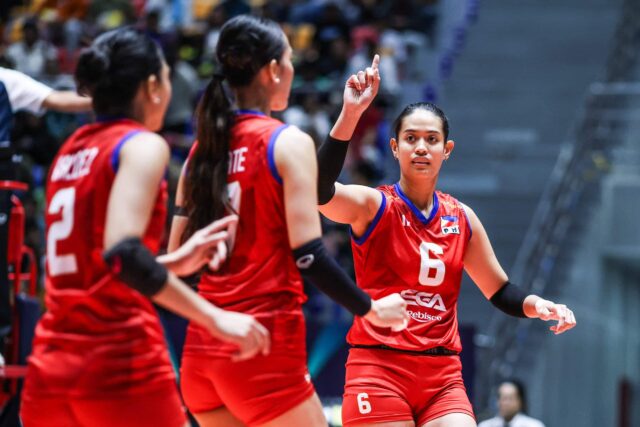 Alyssa Solomon, Alas Pilipinas padajú do Austrálie v piatich setoch Alyssa Solomon a Alas Pilipinas počas zápasu s Austráliou na Pohári národov žien AVC 2026 v Candone. –MARLO CUETO/INQUIRER.net