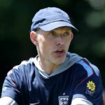 KANSAS CITY, KANSAS – 15. júna: Thomas Tuchel, manažér Anglicka, gestikuluje počas tréningu počas kempu Anglicka World Cup 2026 Camp 15. júna 2026 v Kansas City, Kansas. (Foto Eddie Keogh – The FA/The FA cez Getty Images)