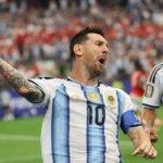 22. júna 2026; Arlington, Texas, USA; Argentínčan Lionel Messi oslavuje strelenie svojho prvého gólu. Povinný kredit: Troy Taormina-Imagn Images