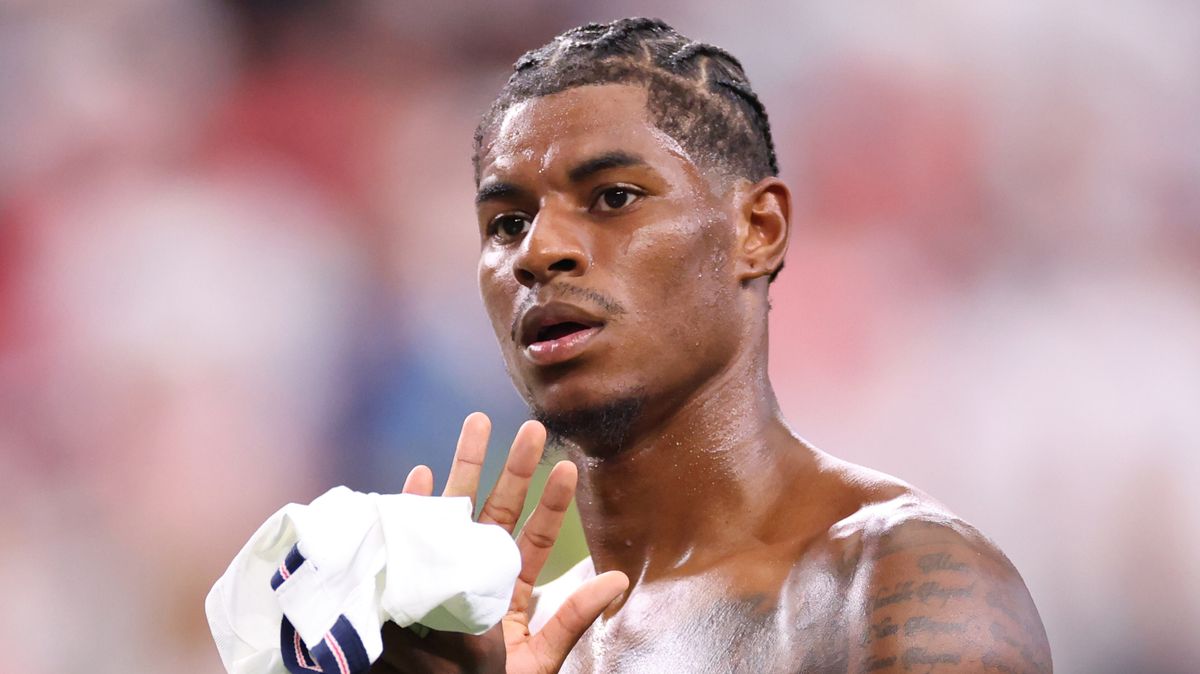 Marcus Rashford z Anglicka oslavuje po zápase L-skupiny Majstrovstiev sveta vo futbale 2026 medzi Anglickom a Chorvátskom na štadióne Dallas 17. júna 2026 v Dallase v USA.