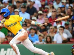 Ceddanne Rafaela od Ceddanna Rafaela z Red Sox zostrelil Rangers 13. júna 2026; Boston, Massachusetts, USA; Stredový hráč Bostonu Red Sox Ceddanne Rafaela (3) zasiahol singel RBI počas siedmej zmeny proti Texas Rangers vo Fenway Park. Povinný kredit: Bob DeChiara-Imagn Images