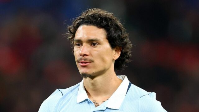 LONDÝN, ANGLICKO - 27. marca: Darwin Nunez z Uruguaja počas medzinárodného priateľského zápasu medzi Anglickom a Uruguajom na štadióne Wembley 27. marca 2026 v Londýne v Anglicku. (Foto: Molly Darlington/Getty Images)
