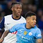 Savinho #26 z FC Manchester City je v akcii počas zápasu Premier League medzi Manchester City a Tottenham Hotspur na štadióne Etihad v Manchestri v Anglicku 23. novembra 2024. (Foto MI News/NurPhoto cez Getty Images)