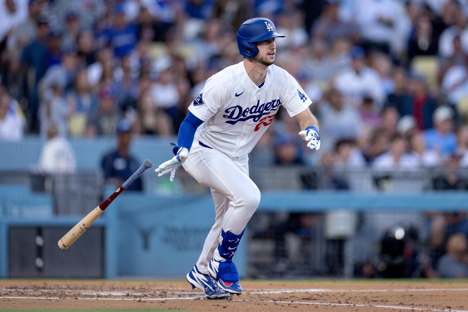 Dodgers' Kyle Tucker (kŕče chrbta), výstupová hra Dalton Rushing