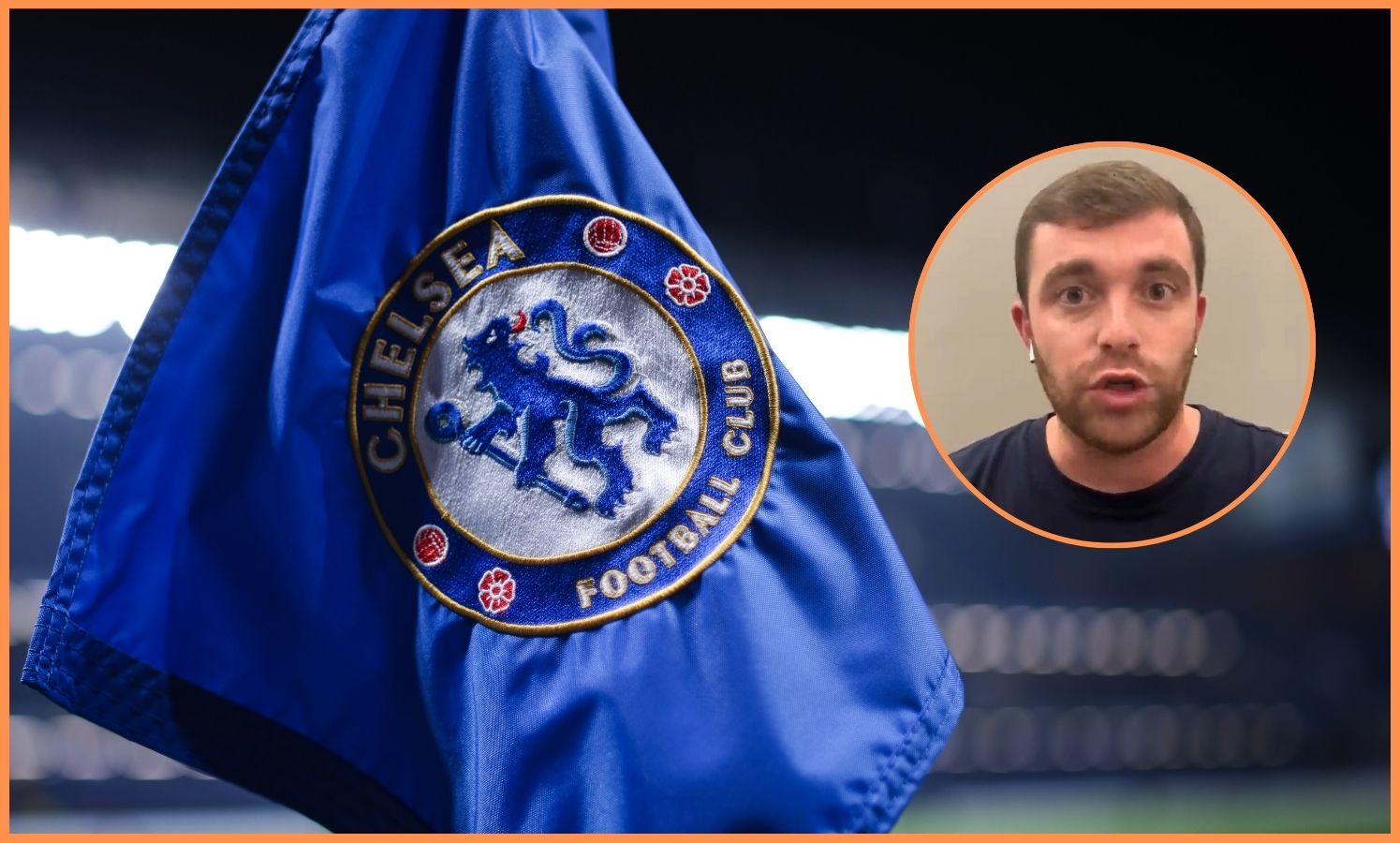 Vlajka FC Chelsea a Fabrizio Romano