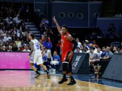 Ginebra sa pohybuje medzi dvoma ďalšími výhrami prvého titulu PBA za tri roky Justin Brownlee z Barangay Ginebra Gin Kings počas zápasu 3 proti TNT Tropang 5G vo finále PBA Commissioner's Cup v roku 2026.