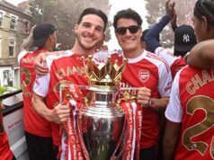 Hodnotenie hráčov Arsenalu na konci sezóny s Declanom Riceom vpredu, keďže štyri hviezdy čelia letnému odchodu Declan Rice bol vynikajúcim hráčom počas sezóny Premier League pre Arsenal, keď vyhral titul