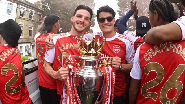 Declan Rice bol vynikajúcim hráčom počas sezóny Premier League pre Arsenal, keď vyhral titul