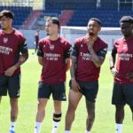 Gabriel Martinelli z Brazílie oslavuje po strelení tretieho gólu tímu počas medzištátneho priateľského zápasu medzi Brazíliou a Chorvátskom na Camping World Stadium 31. marca 2026 v Orlande na Floride.