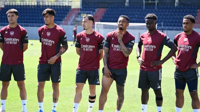 Gabriel Martinelli z Brazílie oslavuje po strelení tretieho gólu tímu počas medzištátneho priateľského zápasu medzi Brazíliou a Chorvátskom na Camping World Stadium 31. marca 2026 v Orlande na Floride.