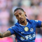 Joao Pedro z Chelsea reaguje počas zápasu Premier League na Stadium of Light v Sunderlande.