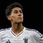 JJ Gabriel z Manchestru United počas finálového zápasu Premier League Cup medzi Crystal Palace a Manchester United v Selhurst Parku