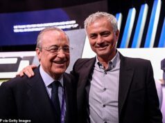José Mourinho opäť vymenoval za trénera Realu Madrid – ale iba ak Florentino Perez vyhrá prezidentské voľby – s bývalým obrancom Premier League. Jose Mourinho (vpravo) bude novým manažérom Realu Madrid, ak bude Florentino Perez (vľavo) znovu zvolený za prezidenta