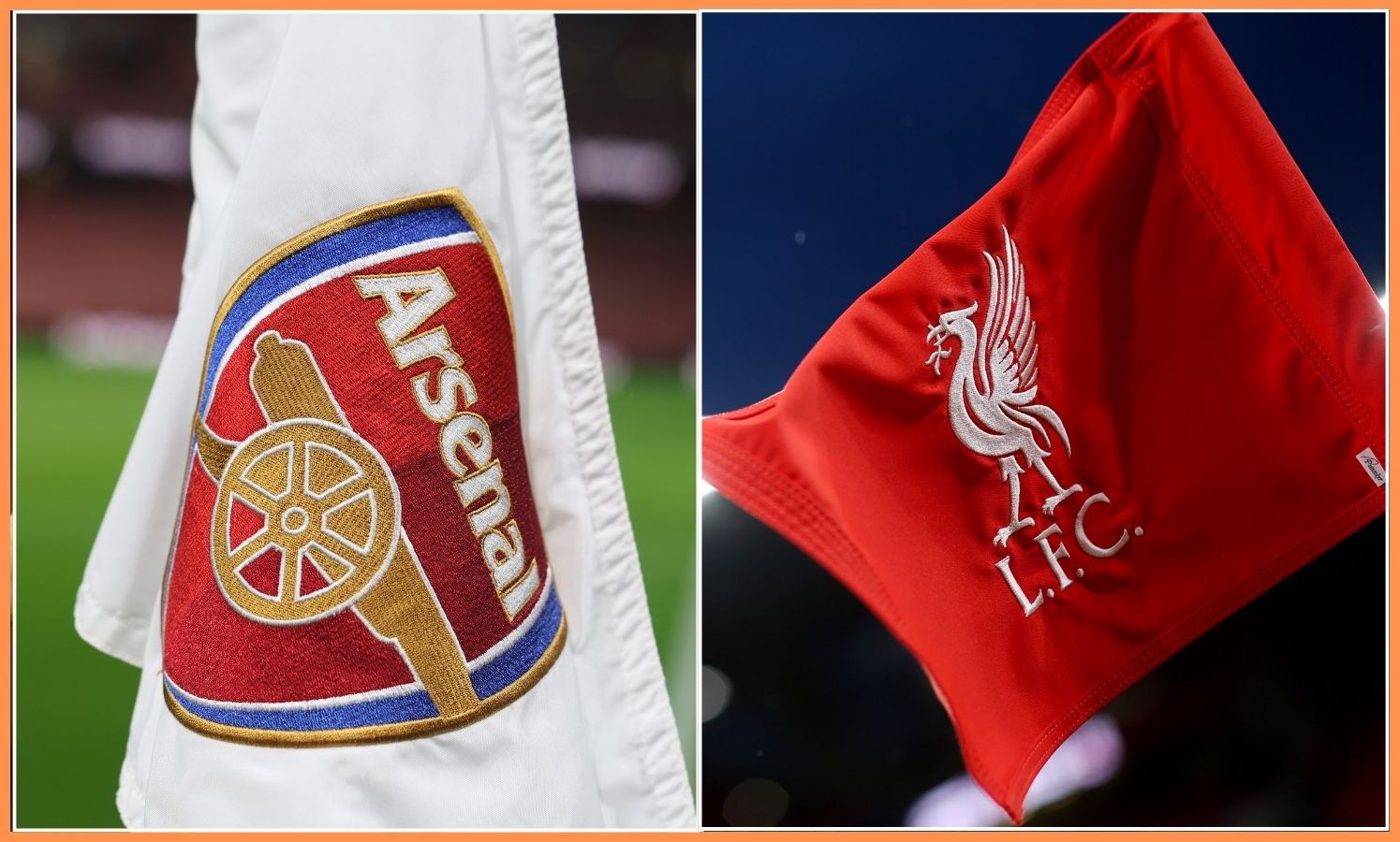 Logá Arsenalu a Liverpoolu na vlajkách