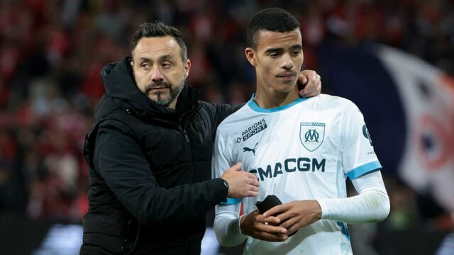 Mason Greenwood do Tottenhamu preniesol pravdu ako Roberto De Zerbi Tréner Olympique de Marseille Roberto De Zerbi, Mason Greenwood z Marseille po futbalovom zápase Ligue 1 medzi Lille OSC (LOSC) a Olympique de Marseille (OM) na Stade Pierre Mauroy, Decathlon Arena 4. mája 2025 vo Villeneuve d'Ascq neďaleko Lille, Francúzsko
