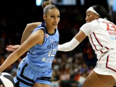 Mystics prekonali Sky a získali prvé domáce víťazstvo v sezóne 2. júna 2026; Washington, District of Columbia, USA; Strážca Chicago Sky Sydney Taylor (12) prechádza okolo strážkyne Washington Mystics Cotie McMahon (23) počas prvého polčasu v CareFirst Arena. Povinný kredit: Daniel Kucin Jr.-Imagn Images
