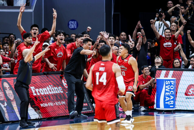 Nards Pinto vyťaží maximum z mála času na „dokonalý moment“ Nards Pinto z Barangay Ginebra Gin Kings reaguje po tom, čo v 7. zápase finále PBA Commissioner's Cup 2026 zaznamenal veľké 3.