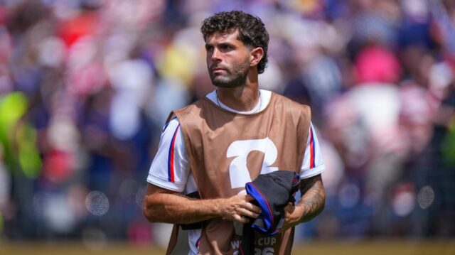 Christian Pulisic, #10 z USA, oslavuje gól počas zápasu medzi Austráliou a Spojenými štátmi na štadióne Seattle 19. júna 2026 v Seattli, Washington