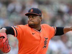 Po noci plnej domova sa Tigre obrátia na Frambera Valdeza vs. Dvojičky 5. júna 2026; Detroit, Michigan, USA; Začiatočný nadhadzovač Detroit Tigers Framber Valdez (59) hádže proti Seattle Mariners v prvej smene v Comerica Park. Povinný kredit: Lon Horwedel-Imagn Images