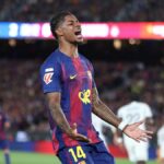 Anglický útočník Barcelony #14 Marcus Rashford reaguje počas futbalového zápasu španielskej ligy medzi FC Barcelona a Real Madrid CF na štadióne Camp Nou v Barcelone 10. mája 2026
