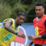 Marcus Rashford z Anglicka a Morgan Rogers z Anglicka 2. júna 2026 v Palm Beach Gardens na Floride.