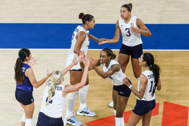 Jordan Thompson and Team USA in action vs Czechia Volleyball Nations League (VNL) women&rsquo;s week 2 at PhilSports Arena in Pasig
