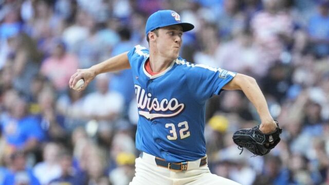 Zhrnutie MLB: Jacob Misiorowski z Brewers fandí 15 Philom za 12. júna 2026; Milwaukee, Wisconsin, USA; Nadhadzovač Milwaukee Brewers Jacob Misiorowski (32) nastúpil proti Philadelphii Phillies v druhej smene na American Family Field. Povinný kredit: Michael McLoone-Imagn Images