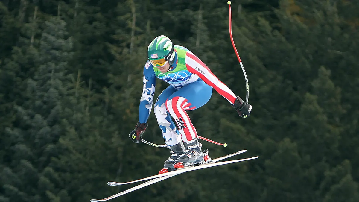 Bode Miller na zjazdovke počas zimných olympijských hier vo Vancouveri 2010 vo Whistler Creekside.