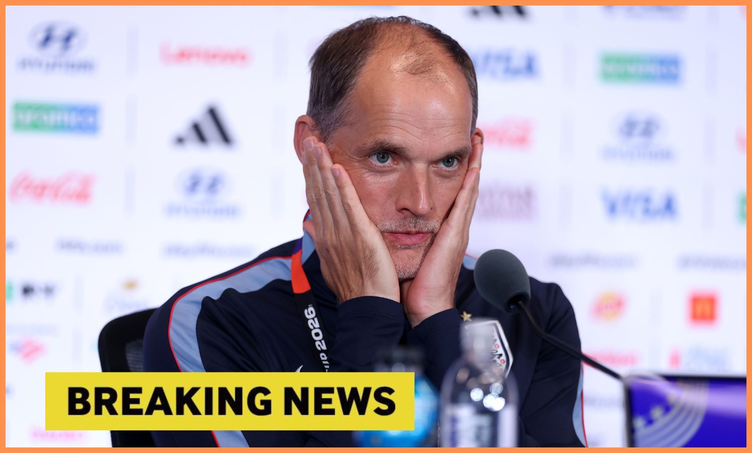 Thomas Tuchel počas tlačovej konferencie majstrovstiev sveta v Anglicku