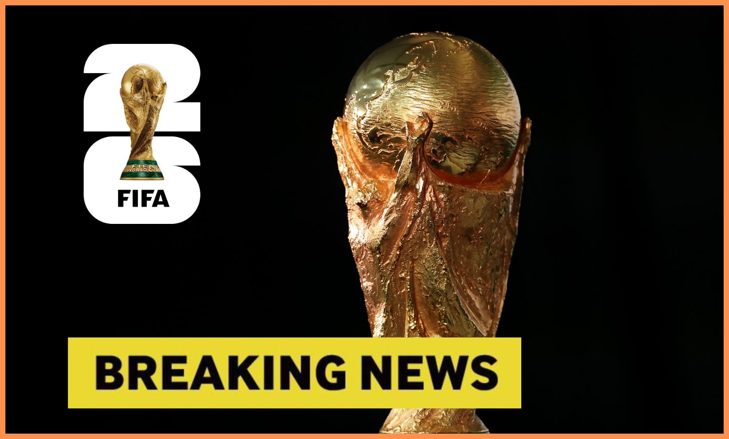 Trofej Svetového pohára FIFA a banner s najnovšími správami