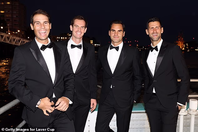 Rafa Nadal, Andy Murray, Roger Federer a Novak Djokovič pózovali v roku 2022