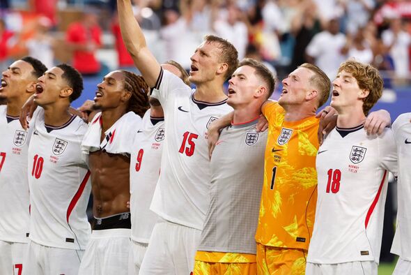 MIAMI GARDENS, FLORIDA – 11. JÚL: Ollie Watkins #19, Morgan Rogers #17, Jude Bellingham #10, Djed Spence #25, Harry Kane, Dan Bu