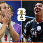 Harry Kane a Enzo Fernandez reagujú, keď Argentína porazila Anglicko v semifinále majstrovstiev sveta