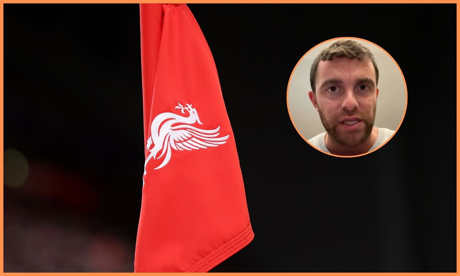 Rohová vlajka FC Liverpool a Fabrizio Romano