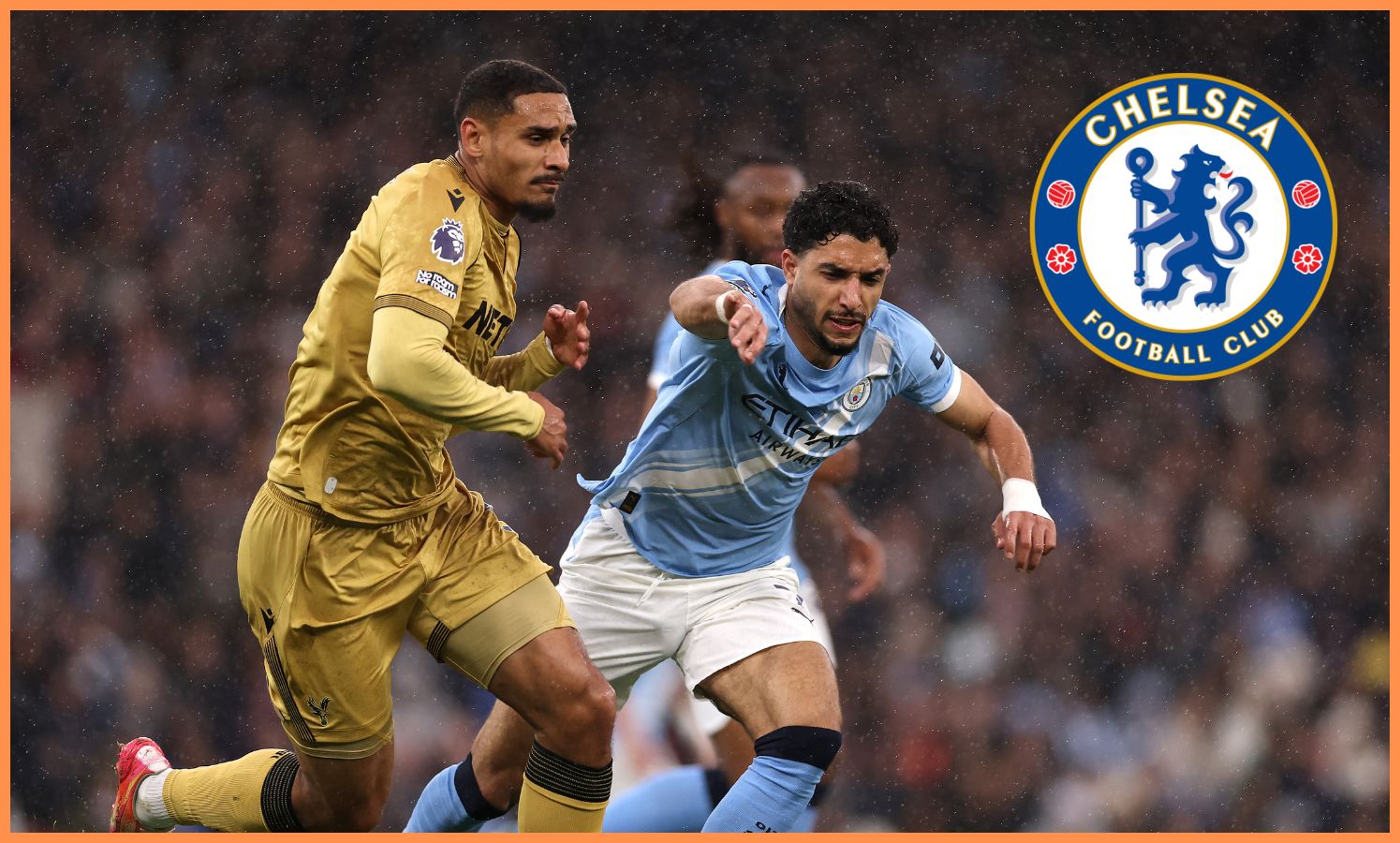 Maxence Lacroix v akcii za Crystal Palace proti Manchestru City