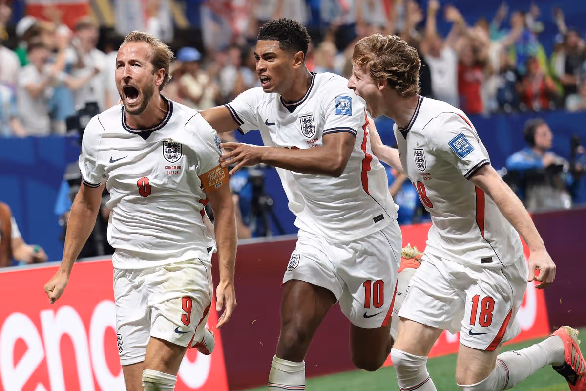 Harry Kane oslavuje proti DR Kongo
