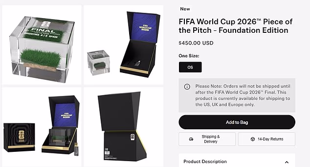 Tento týždeň začali šéfovia majstrovstiev sveta predávať kúsky trávnika na štadióne MetLife za 450 dolárov za kus