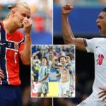 Erling Haaland, hráči Argentíny a Jude Bellingham