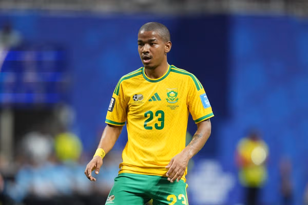 Jayden Adams (Južná Afrika) sleduje počas Majstrovstiev sveta vo futbale 2026 skupiny A, Chezia a Južná Afrika, Atlanta Stadium, Atlanta, Spojené štáty americké 18. júna 2026. (Foto Ulrik Pedersen/NurPhoto cez Getty Images)