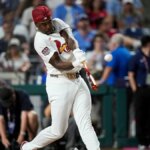 Jordan Walker máva počas Home Run Derby vo Philadelphii.