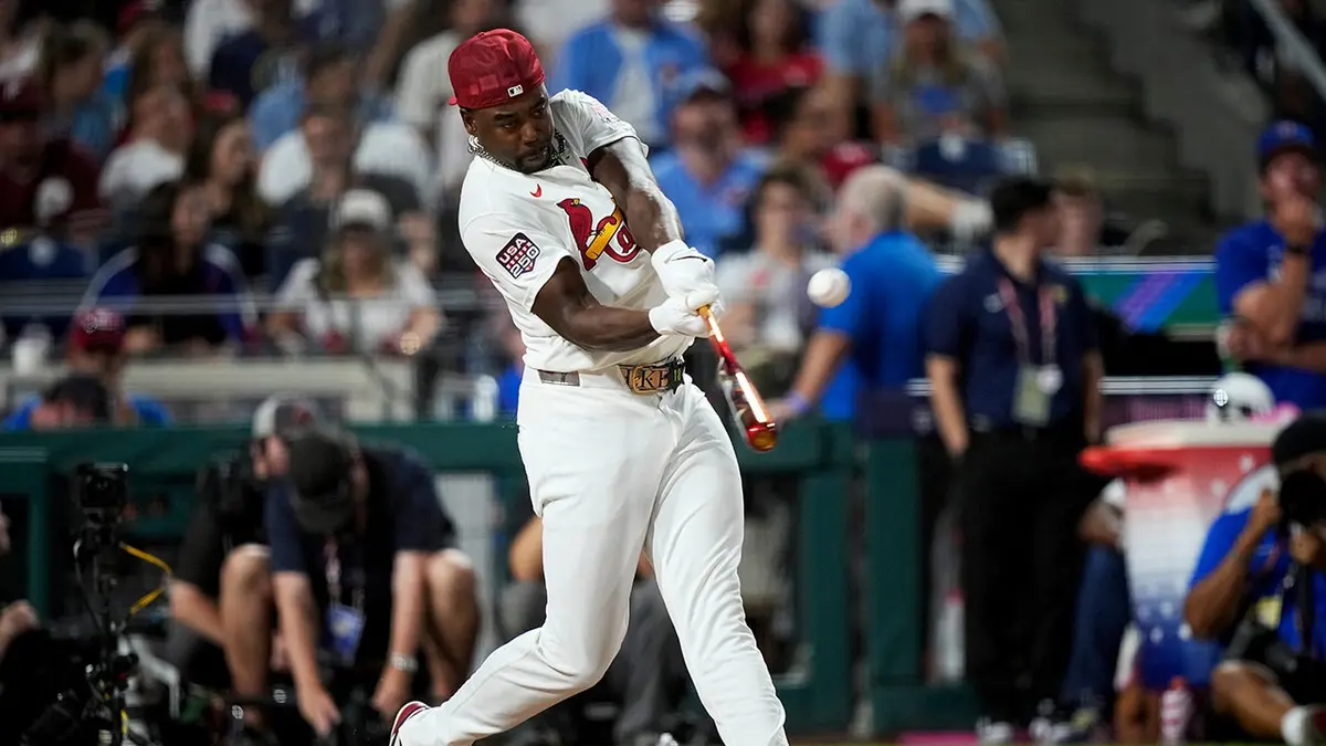Jordan Walker máva počas Home Run Derby vo Philadelphii.