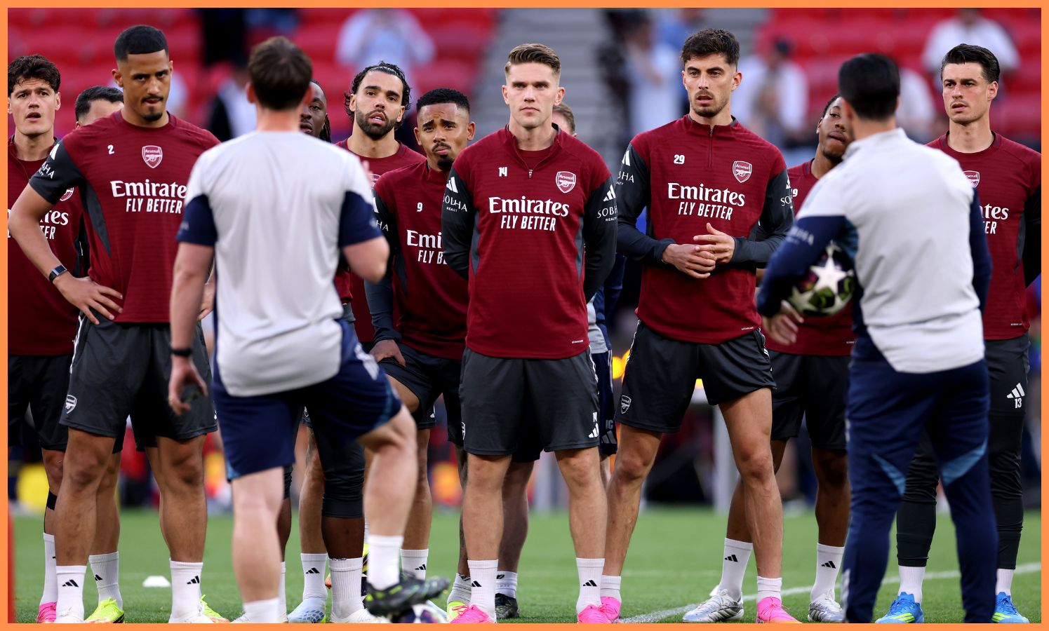Hráči Arsenalu na tréningu pred finále Ligy majstrov