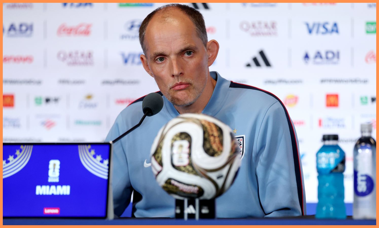 Thomas Tuchel na tlačovej konferencii majstrovstiev sveta v Anglicku