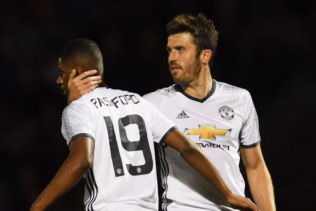 Michael Carrick a Marcus Rashford z Manchestru United