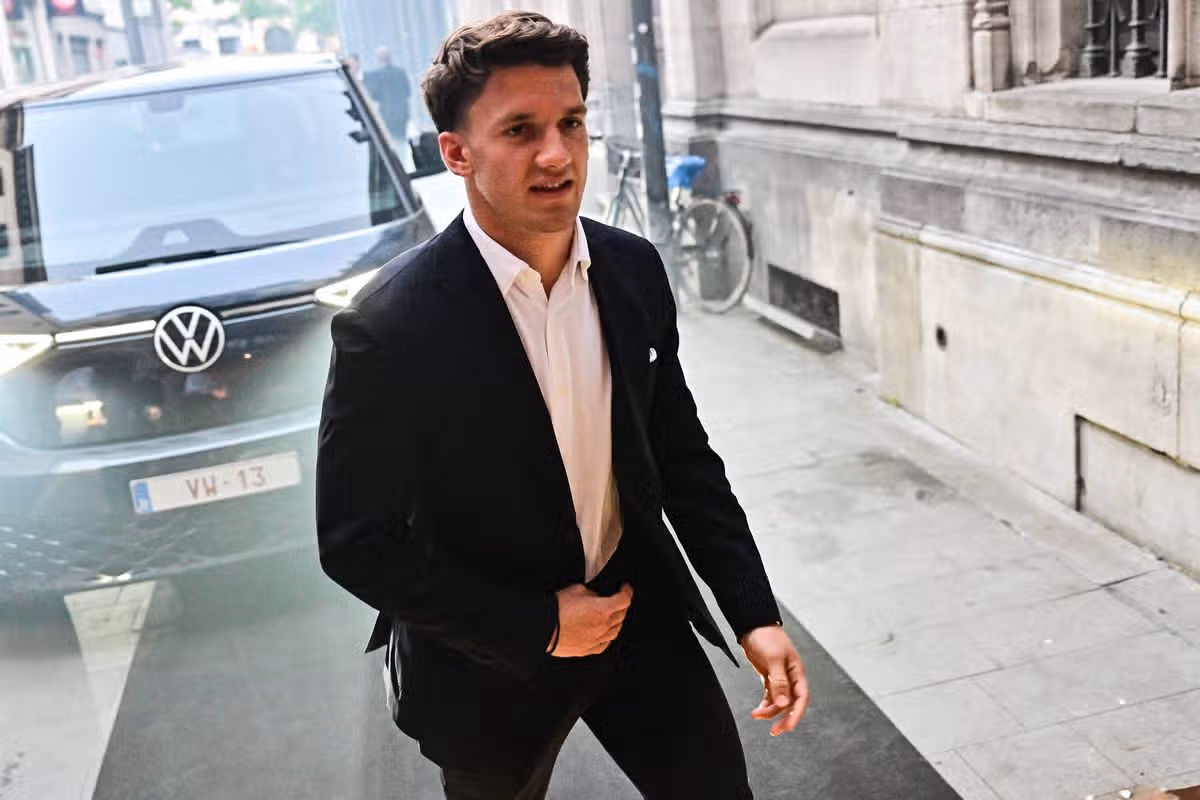 Christos Tzolis z klubu pricestuje v pondelok 25. mája 2026 do Antverp na odovzdávanie cien Pro League Awards 2026 pre najlepších hráčov 1. a 2. divízie majstrovstiev Belgicka vo futbale 2025-2026. FOTOGRAFIE BELGA DIRK WAEM (Foto od DIRK WAEM / BELGA MAG / Belga / AFP cez Getty Images)