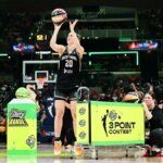 Sabrina Ionescuová strieľala do lopty počas 3-bodovej súťaže WNBA