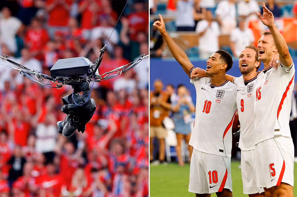 Spidercam a hráči Anglicka oslavujú