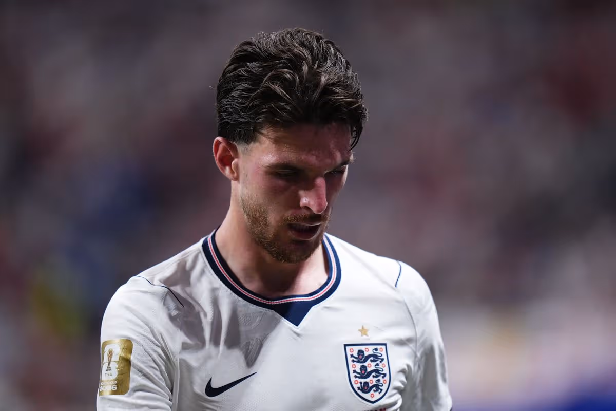 Declan Rice vyzerá skľúčene